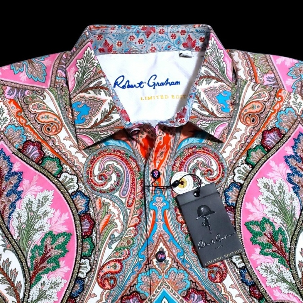 NEW Robert Graham LIMITED EDITION 3XL Hand Beaded Embroidered Shirt